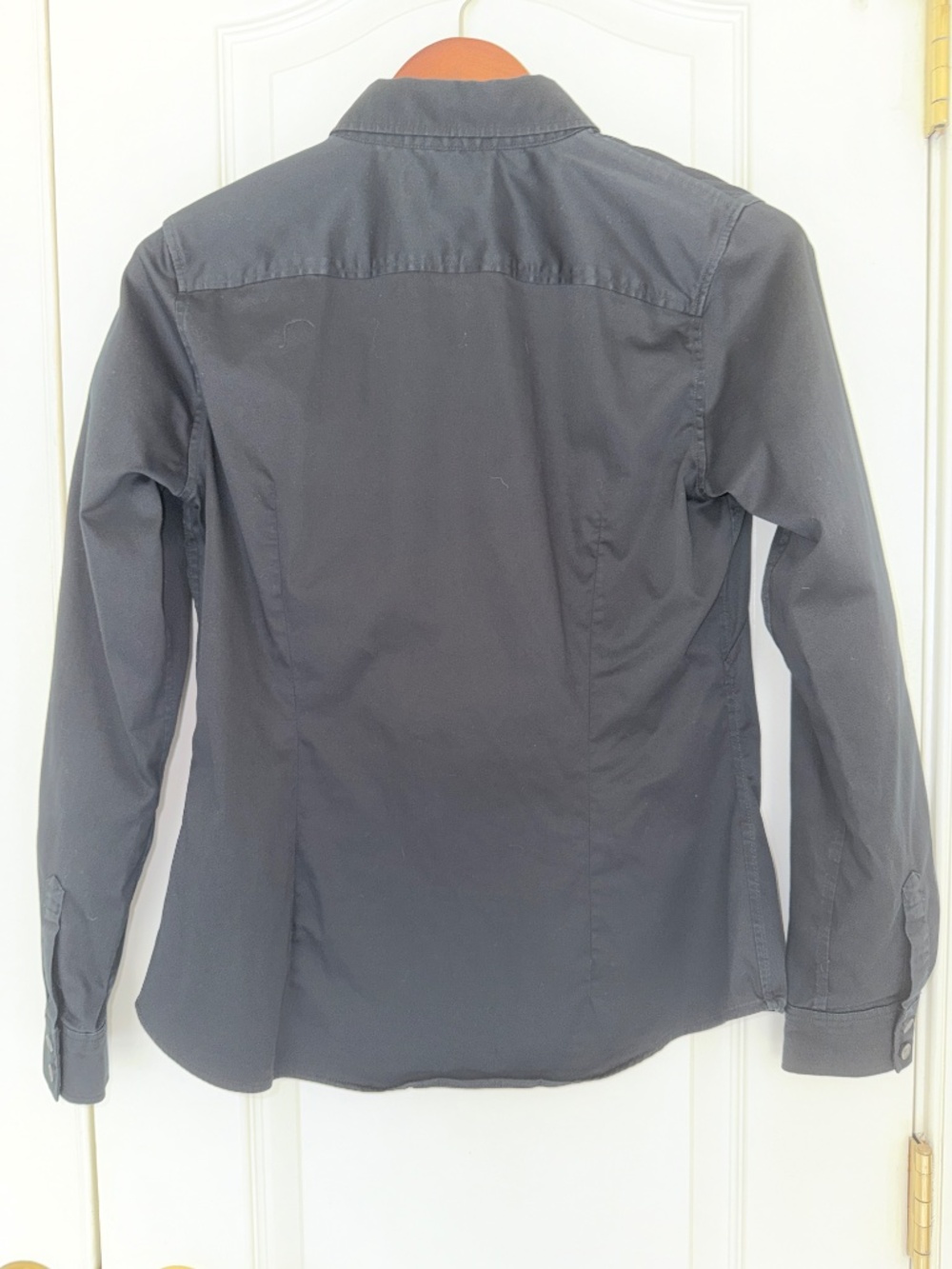 Banana Republic Black Stretch Cotton Button-Down Shirt - Size 8 - Picture 2 of 3